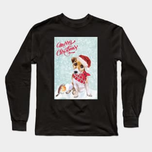 Jack Russell Terrier Merry Christmas Santa Dog Long Sleeve T-Shirt